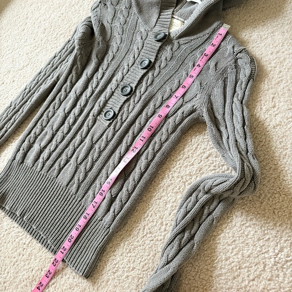 Aeropostale grey cable knit hooded sweater - Picture 3 of 7